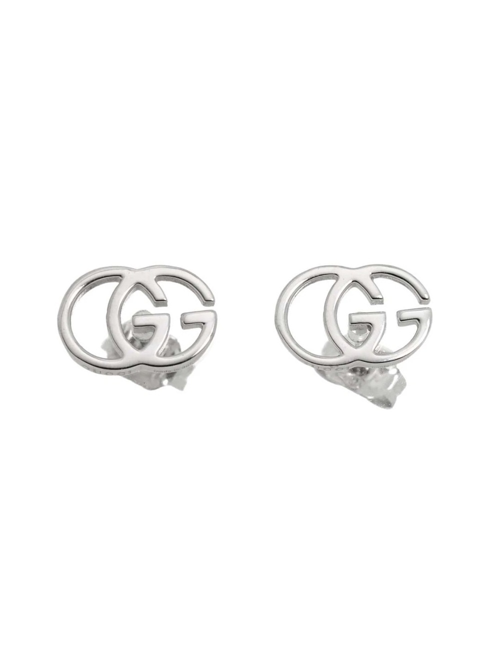Gucci Silver Interlocking GG Logo Stud Earrings